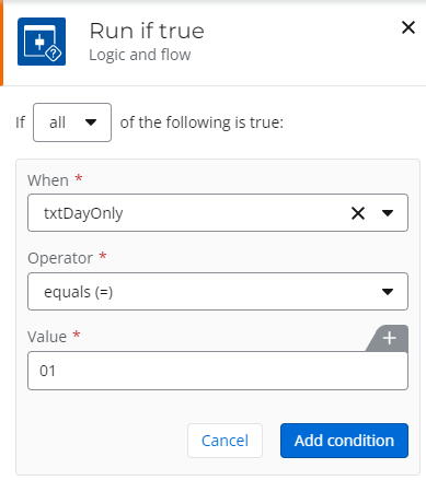 NWC Scheduled Start Workflow - Run 1st day of month - Run if True