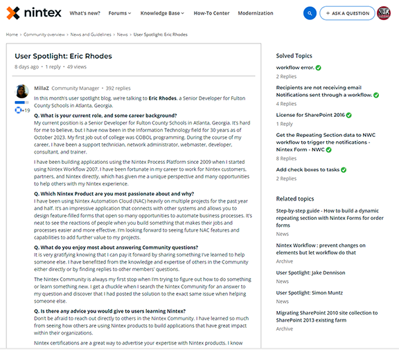 Nintex Community User Spotlight for November 2023